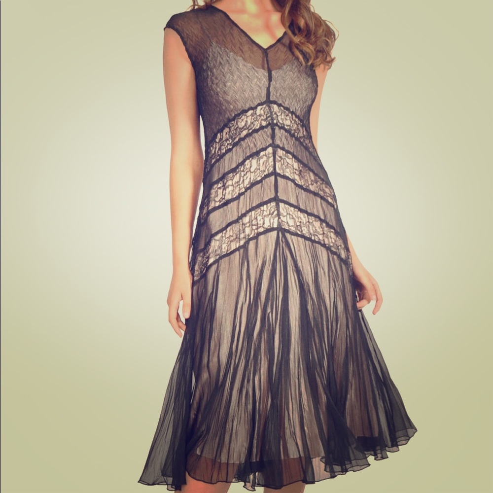 Komarov Lace Inset Midi Dress